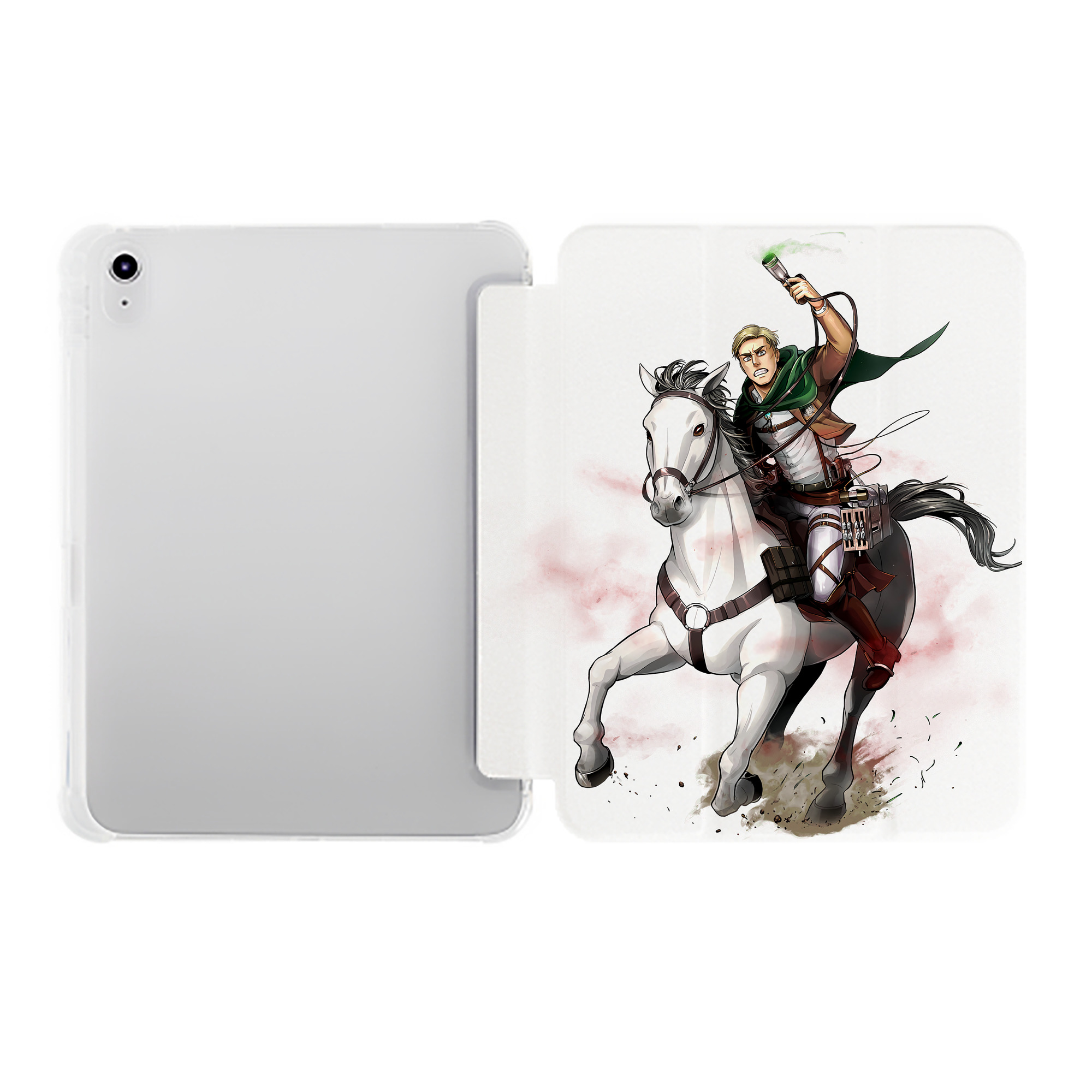 （画像用） 進撃の巨人 エルヴィン・スミス Attack on Titan Erwin Smith IPad ケース ペン収納付き 三つ折りスタンド PUレザー×シリコン 対応機種9.5/10.5/10.9インチ